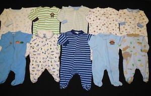 Baby Boy Sleeper Pajamas Clothes Lot Size Newborn 0 3 Months