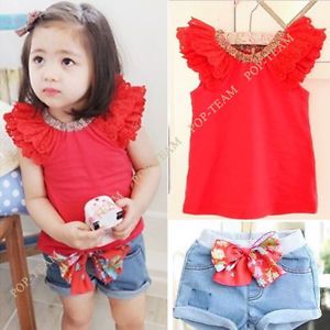 Girls Baby Kids Clothes T Shirt Shorts 2pcs Outfit Set 1 6Y Top Pants Dress TYB2