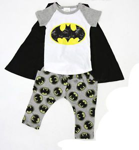 Batman Baby Boy's Cloak T Shirts Pants Outfits 3pcs 1 5Y Clothing