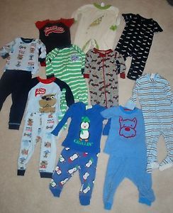 Lot Baby Boy 12 Months Sleepwear Sleeper Pajama Clothes 12M 10 Sleepers 14 Pcs