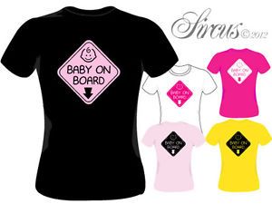 Baby on Board Funny Face T Shirt Maternity Pregnant 8 10 12
