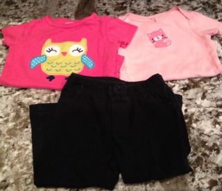 Carter's Baby Girls Bodysuits and Pant Set 6 9 Months Owl Cat
