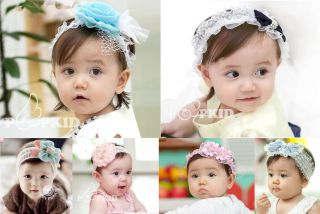 Baby Toddler Kid Child Girls Lace Flower Hair Band Elasticity Headband Toy Gift