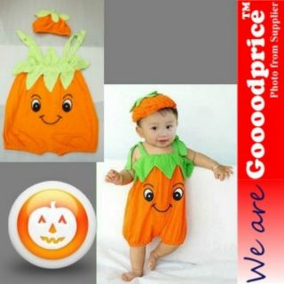 Brand New Halloween Cute Infant Baby Costume Funny Pumpkin Romper Set with Hat