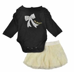 Calvin Klein Infant Girls Black Cream Tutu Skirt Set Size 12M 18M 24M $44 50