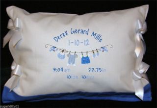 Personalized Baby Boy Clothes Birth Certificate Announcement Pillow Free SHIP