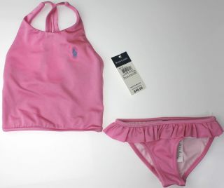Ralph Lauren Toddler Girls 2T 4T Pink Swimsuit 2 PC Tankini Set $49