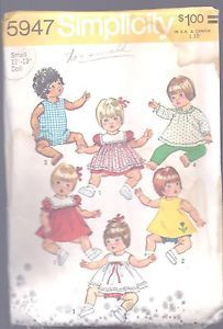 Simplicity Baby Doll Clothing Pattern 5947 Dress Pants Top Romper Pinafore