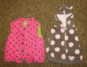 X2 Lot Baby Clothes Girls 24 Months Carters Vest Animal Hoodie Polka Dots 2T M