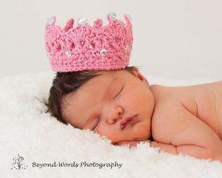 Photo Prop Crochet Newborn Baby Girls Pink Princess Crown Baby Shower Gifts