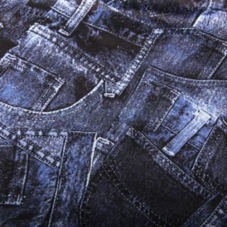 Waterproof Drawstring Bag Jeans Pattern Reusable Cloth Diaper Bag Denim Blue