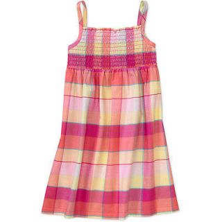 New Toddler Baby Girls Smocked Plaid Summer Sun Dress Set Outfit Clothes 4T 4