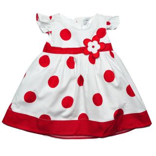 New Baby Girls Dress Whites Reds Dots Flower Very Cute 3 9 Months