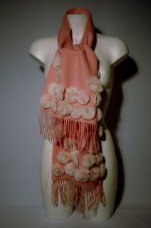 Passigatti Baby Pink Wool Cashmere and Fur Scarf 160 x 30 Cm