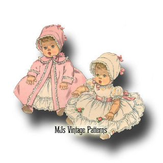 Vtg Baby Doll Dress Bonnet Pattern 19" 20" 21" Betsy Wetsy Tiny Tears DY Dee