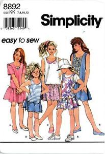 Simplicity Easy to Sew 8892 Girls Summer Dress or Jumper Pattern Size 7 8 10 12