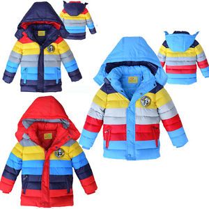 Boys Girls Clothes Winter Coat Kid Rainbow Down Jacket Size 3 6Y Outerwear GC021