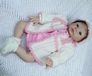 22" Vinyl Baby Doll Soft Silicone Vinyl Stuffed PP Cotton Body Hand Rooted Hair