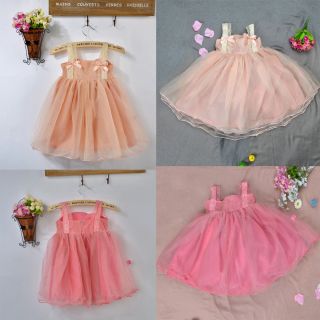 Pretty Baby Kids Girls Princess Lace Party Bow Formal Dress Braces Skirt 0 3T