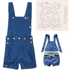 A245 Girls Toddler Kids Baby Clothes Set Overalls 2pcs Outfit Top Bib Pants S0 3