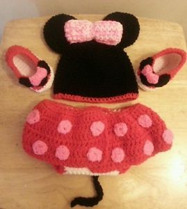Crocheted Minnie Mouse Baby Outfit 0 3 Months