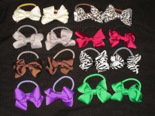 Baby Girl Child Kid Hair Bow Ribbon Ponytail Pigtail Holders Green Purple Red