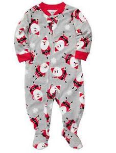 Carters Baby Boy Clothes Sleepwear Pajama Gray Red Santa 12 18 24 Months