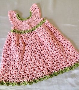 Baby Girl Dress Sz 6 Months Handmade Crochet Childrens Clothes