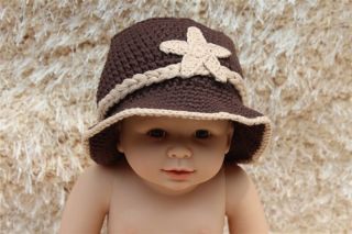Cute Cotton Handmade Brown Grey Knit Cowboy Baby Hat Newborn Photo Prop 0 3Year