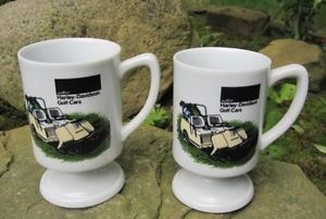 Pair of AMF Harley Davidson Golf Cars Coffee Mugs Carts Two Cups