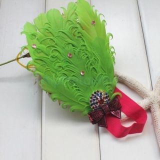 3pcs Baby Flower Feather Headbands Christmas Hair Band Hair Accessories Green