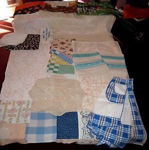 21pc Vintage Estate Crochet Lace Linen Doily Apron Pillow Cases Huge Box Lot