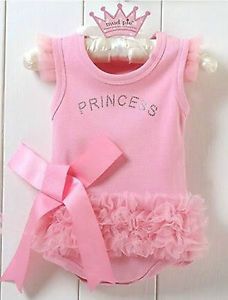 Child Baby Girls Pure Cotton Suit Body Suit Clothing Princess Dress Pink 0 36M
