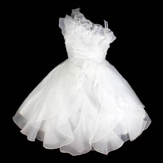 NW Flower Girl Princess Bridesmaid Wedding Pageant Party Dress White Sz 4 8 Q192