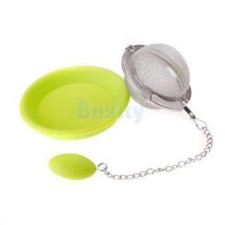 Spices Tea Infuser Strainer Stainless Steel Mesh Ball with Silicone Dish