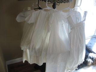 Vintage Lot 5 Antique White Lace Baby Infant Dress Dresses Christening Gowns