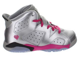 Kids Air Jordan Retro 6 VI "Valentine's Day" PS Silver Pink Black 543389 009