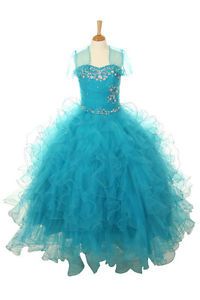 New Girl Glitz Pageant Recital Gown Party Dress Bolero 3 4 5 6 7 8 10 12 14 16
