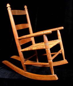 Childs Old Shaker Style Rocker Rocking Chair Cane Seat 23 25"Tall
