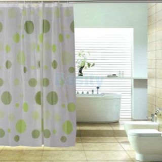 3X Greens Polka Dots Pattern Soft Waterproof PEVA Shower Curtain Bath Curtain