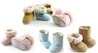 6 24M Baby Winter Snow Boots Shoes Fur Lining 3 Colour Pink Skyblue Biege