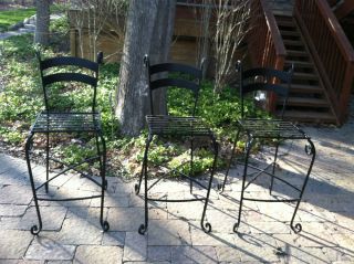 Pier One 3 PC Indoor Outdoor Wrought Rod Iron Bar Stool Chair Set