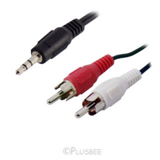 3 5mm Jack Male to 2 M RCA Phono Audio Cable Adapter for DVD TV CD Player iPod