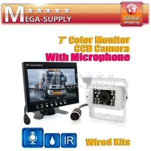 Microphone Reversing Backup CCD Camera Car Rear View 7" LCD Monitor