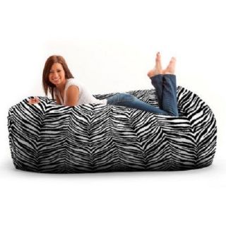 Zebra Print 6' Big Bean Bag Chair Gaming Chair Furniture Memory Foam Beanbag