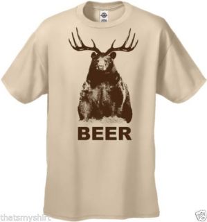 New Mens Funny Beer T Shirt Bear Deer
