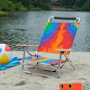 5 Position Lay Flat Aluminum Beach Pool Chair Tie Dye New