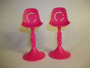 Barbie Hot Pink Bar Stools Doll House Chairs 2 PC Lot Furniture New 2012