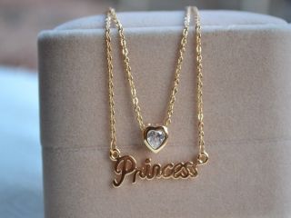 Hot Ladies Love Letter Crystal 14 K Yellow Gold Plated Chain Pendant Necklace