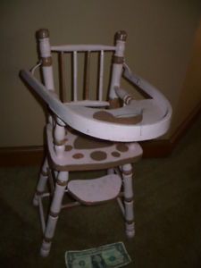 Vintage 19" Hand Painted Wood Baby Doll High Chair